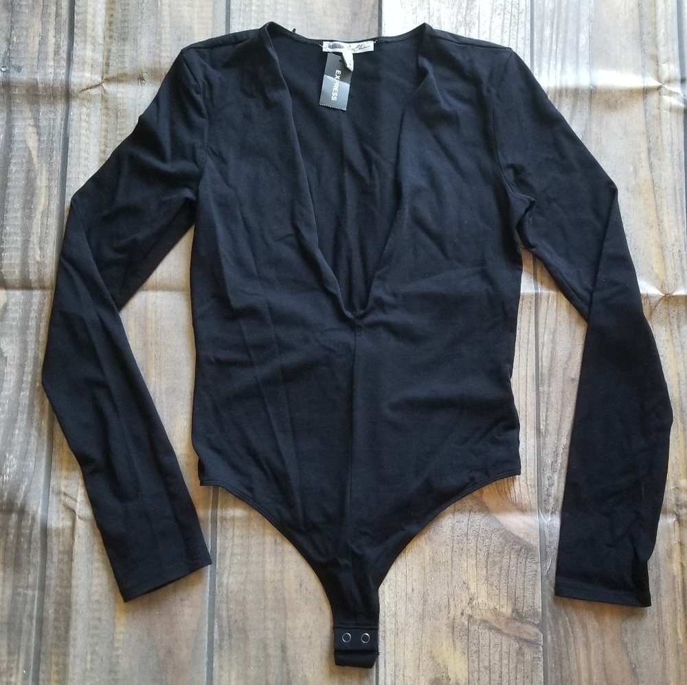 Express Low Cut Black Bodysuit Size Small